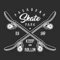 Vintage skateboarding monochrome label concept