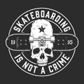 Vintage skateboarding monochrome round emblem