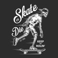 Vintage skateboarding white logotype