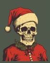 Vintage sketch Christmas skeleton
