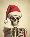 Vintage sketch Christmas skeleton