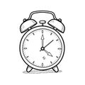 Vintage sketch of classic alarm clock with transparent background Royalty Free Stock Photo