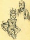 Vintage sketch of Hindu Gods