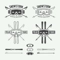 Vintage ski and arctic expeditions logos, badges, emblems Royalty Free Stock Photo