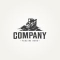 vintage skid steer machine construction icon label emblem logo template vector illustration design. retro classic heavy equipment Royalty Free Stock Photo