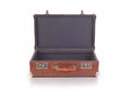 Vintage skin open suitcase isolated Royalty Free Stock Photo