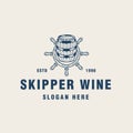 Vintage skipper wine logo template