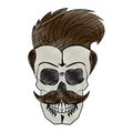 Vintage skull barbershop scribble
