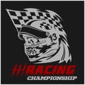 Vintage Skull Checkered Flags Racing