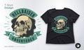 Vintage skull emblem. Print for t-shirts, sweatshirts and souvenirs. Royalty Free Stock Photo