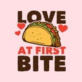 vintage slogan typography love at first bite Royalty Free Stock Photo