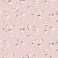 Vintage small simple flowers seamless vector pattern.