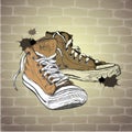 Vintage Sneakers Hand Drawn.