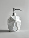 vintage soap dispenser in white, in the style of multifaceted geometry