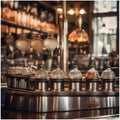 A vintage soda fountain with syrup bottles and soda glasses ready for pouring4