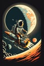 Vintage space adventure artwork poster