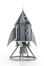 Vintage space rocket isolated on white background. 3D illustration Royalty Free Stock Photo