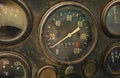 Vintage speedometer gauge, old style car dashboard