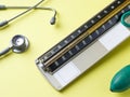 Vintage sphymomanometer - A blood pressure measuring machine stock image. Royalty Free Stock Photo