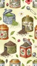 Vintage Spice Jars with Herbs and Spices Royalty Free Stock Photo