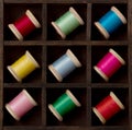 Vintage spools of thread in many colors