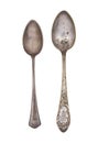 Vintage spoon, fork and knife on the background of the old colored boards Royalty Free Stock Photo