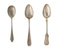 Vintage spoons isolated on a white background. Retro silverware