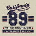 Vintage Sport Wear California T-shirt Design, Athletics Typography.