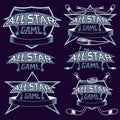 vintage sports all star crests with hockey theme