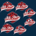 Vintage sports all star crests