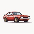 Vintage Sports Car: Pixelart Iconography With Manga-influenced Style Royalty Free Stock Photo