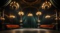 vintage spotlights illuminate the curtain