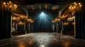 vintage spotlights illuminate the curtain