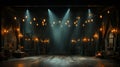 vintage spotlights illuminate the curtain