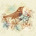 Vintage Spring Card with Bird
