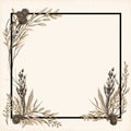 vintage square frame with flowers and leaves on a beige background Royalty Free Stock Photo