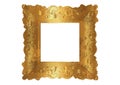 Vintage Square golden old frame, vector isolated or white background. Gold leaf luxury realistic border, antique golden frame Royalty Free Stock Photo