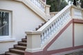 Vintage stairs from white marble in an old antique building Royalty Free Stock Photo