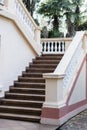 Vintage stairs from white marble in an old antique building Royalty Free Stock Photo