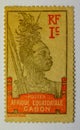 VINTAGE STAMP, AFRIQUE EQUATORIALE, GABON. Royalty Free Stock Photo