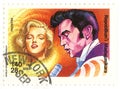 Vintage stamp with Monroe and Elvis