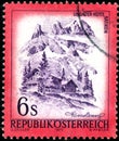 Vintage stamp printed in Austria 1975 shows Landscapes