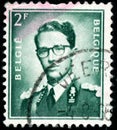 Vintage stamp printed in Belgium 1958 shows King Baudouin