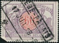 Vintage stamp printed in Belgium 1958 shows railway stamps