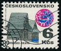 Vintage stamp printed in Czechoslovakia circa 1971 shows Regional Buildings