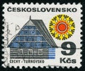 Vintage stamp printed in Czechoslovakia circa 1971 shows Regional Buildings