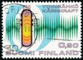 Vintage stamp printed in Finland 1977 show Hastholmen nuclear power plant