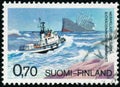 Vintage stamp printed in Finland 1975 show Life-saving Service