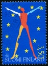 Vintage stamp printed in Finland 1999 show Presidency of the EU