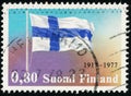 Vintage stamp printed in Finland 1977 show 60th anniversary of Finnish independence